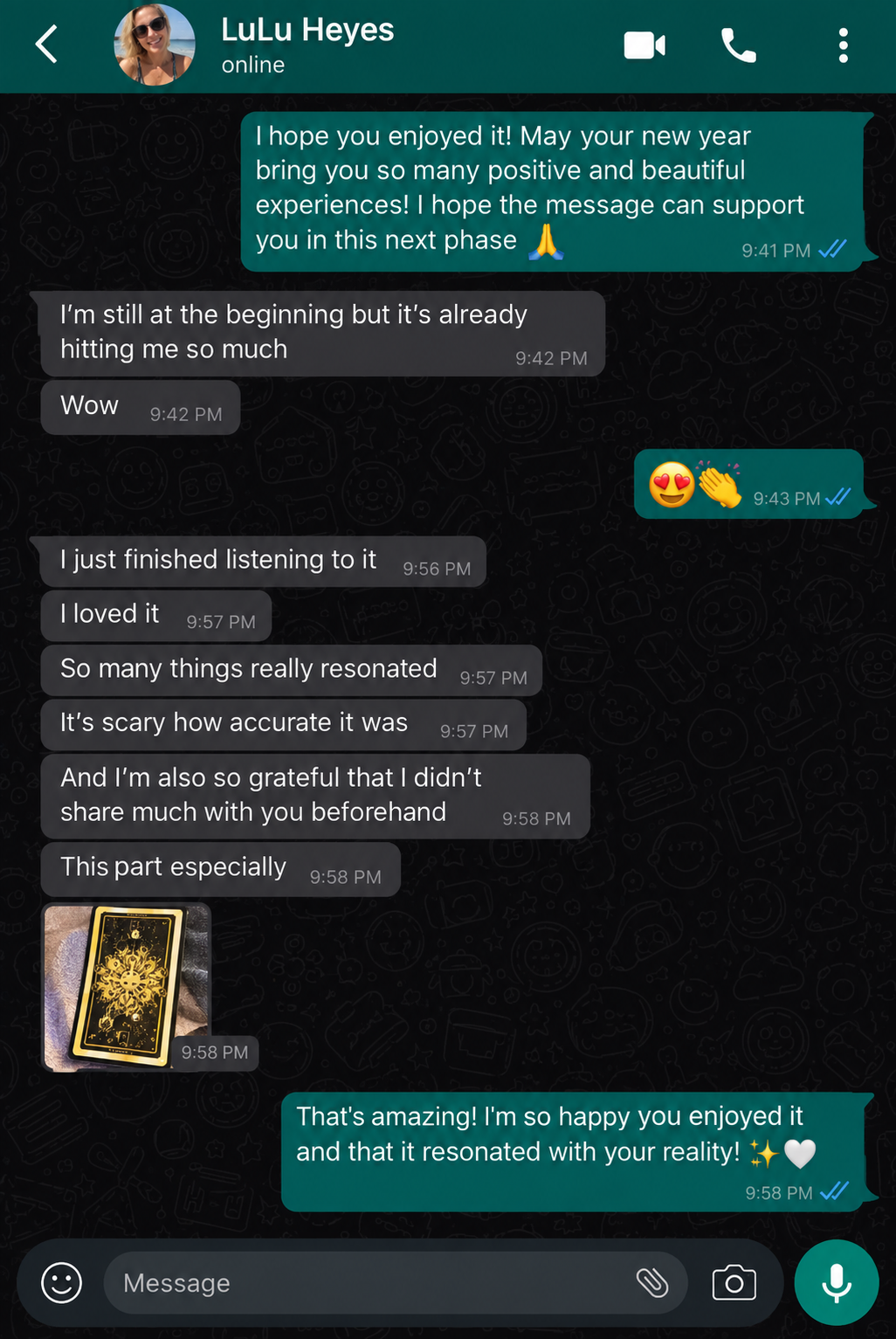 Client message after a session with Igor Guides