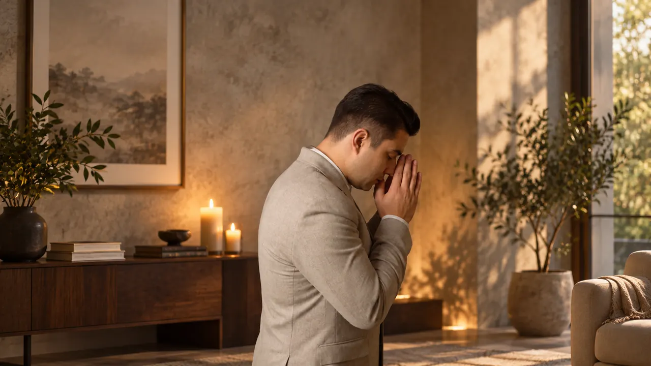 Igor Davis in prayer before a guardian angel channeling session